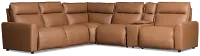 Edison Medium Brown Leather/Vinyl Medium Dual Power 2-arm Reclining Sectional