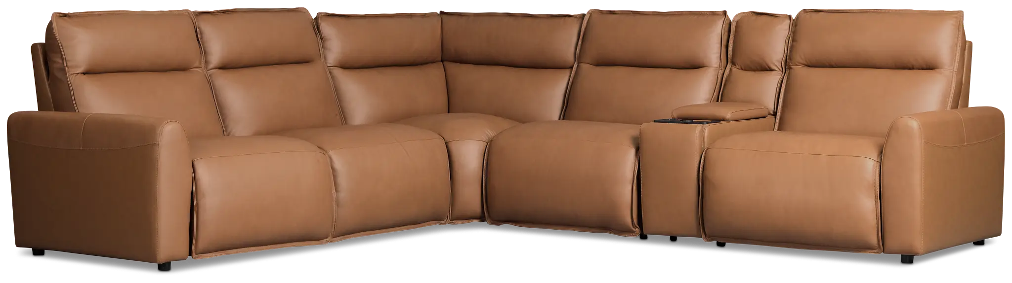 Edison Medium Brown Leather/Vinyl Medium Dual Power 2-arm Reclining Sectional Edison Medium Brown Leather/Vinyl Medium Dual Power 2-arm Reclining Sectional