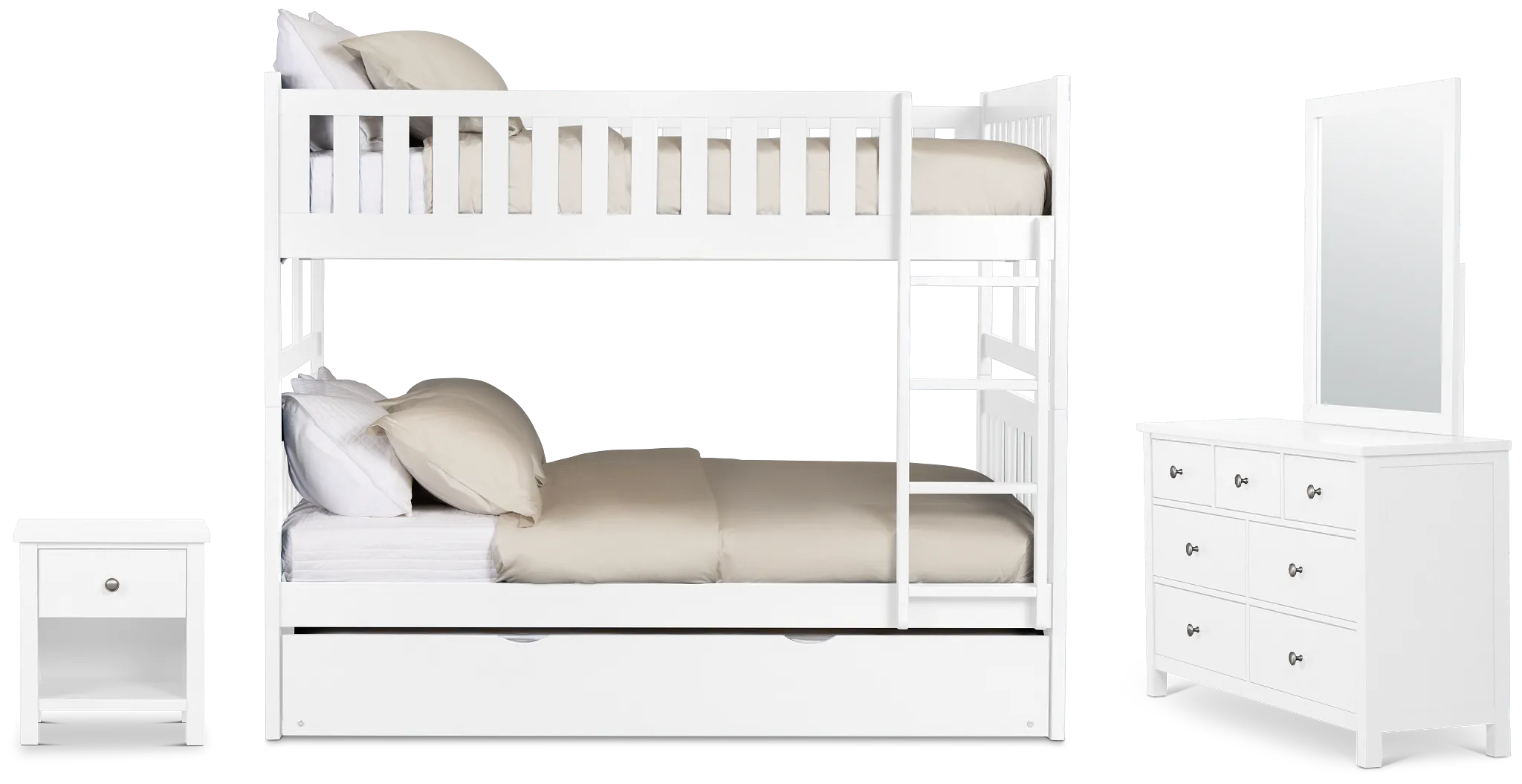 Charleston White Bunk Bed Trundle Bedroom