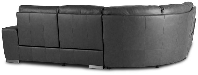 Elba Gray Leather Small Dual Power Reclining Two-arm Sectional (2)