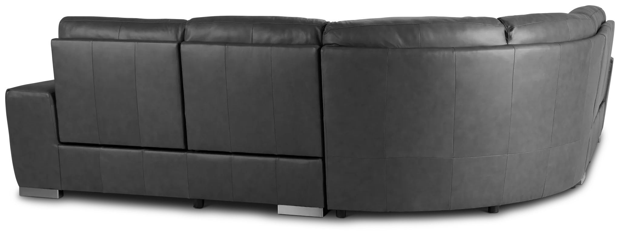 Elba Dark Gray Leather Small Dual Power Reclining Two-arm Sectional