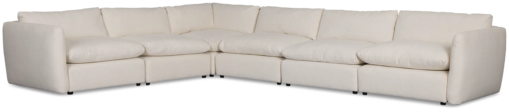 Serena White Fabric 6-piece Modular Sectional