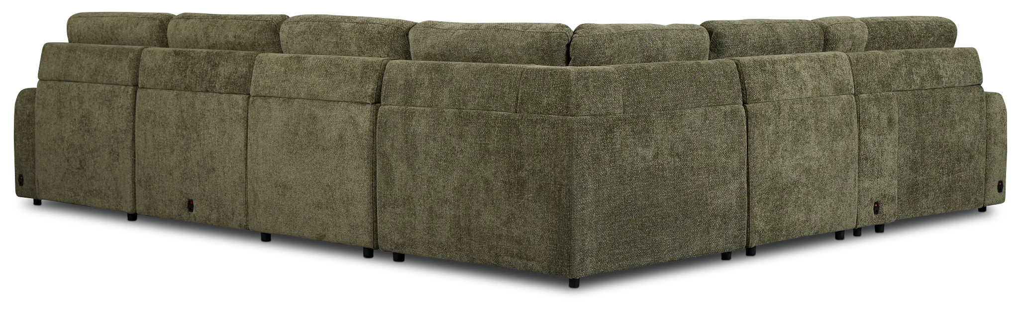 Hendrix Green Fabric Large Dual Power Right Extension Chaise Sectional