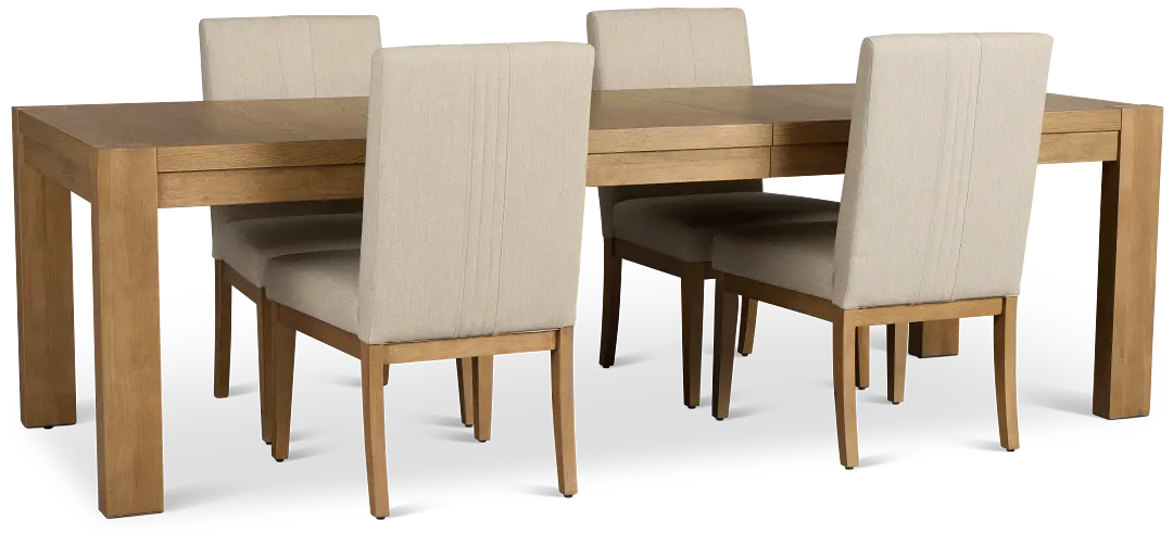 Tahoe Light Tone Rectangular Table & 4 Upholstered Chairs Tahoe Light Tone Rectangular Table & 4 Upholstered Chairs