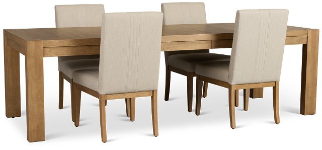 Tahoe Light Tone Rectangular Table & 4 Upholstered Chairs