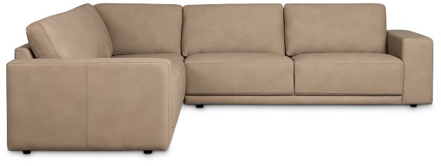Kellan Taupe Leather Small Two-arm Sectional