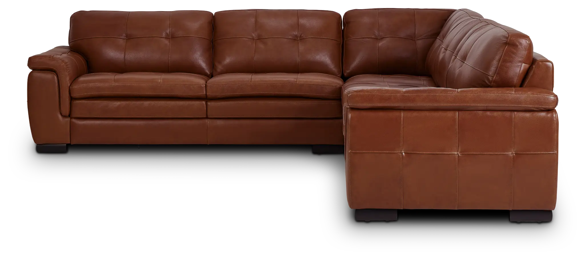 Braden Medium Brown Leather Small Two-arm Sectional Braden Medium Brown Leather Small Two-arm Sectional