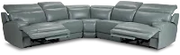 Reign Green Lthr/vinyl Small Two-arm Power Reclining Sectional