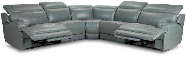 Reign Green Lthr/vinyl Small Two-arm Power Reclining Sectional