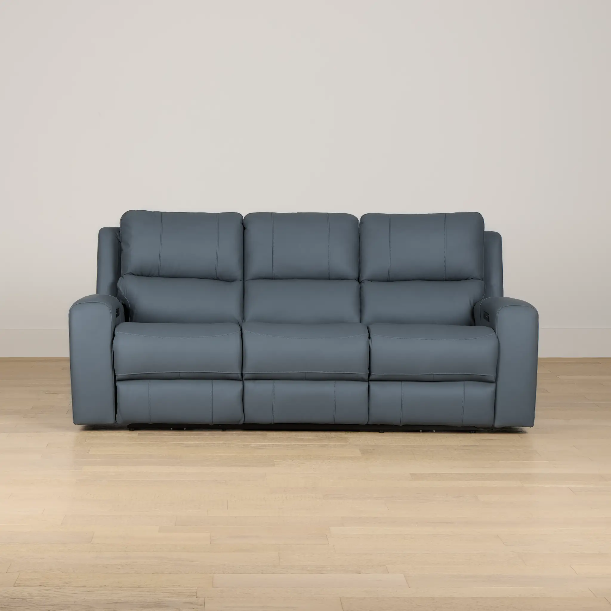 Summit Blue Lthr/vinyl Power Reclining Sofa W/ Power Headrest Summit Blue Lthr/vinyl Power Reclining Sofa W/ Power Headrest