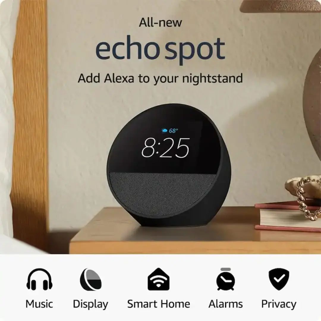 Amazon Echo Spot Black Smart Alarm Clock Amazon Echo Spot Black Smart Alarm Clock