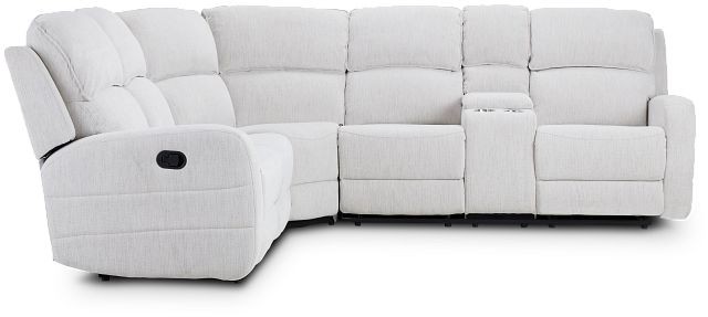 Piper Light Beige Fabric Medium Dual Reclining Sectional With Right Console