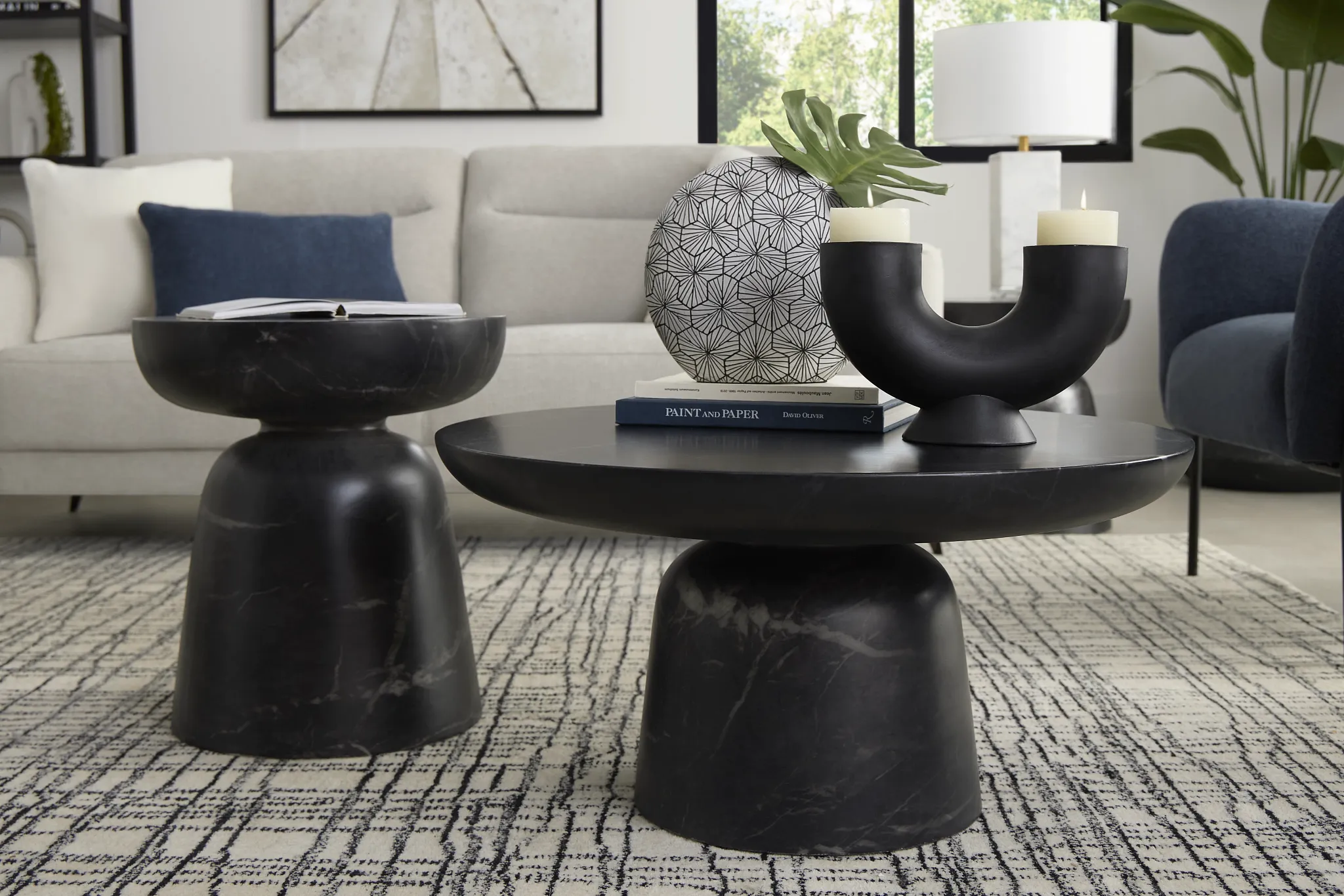 Merrick Black Round Coffee Table