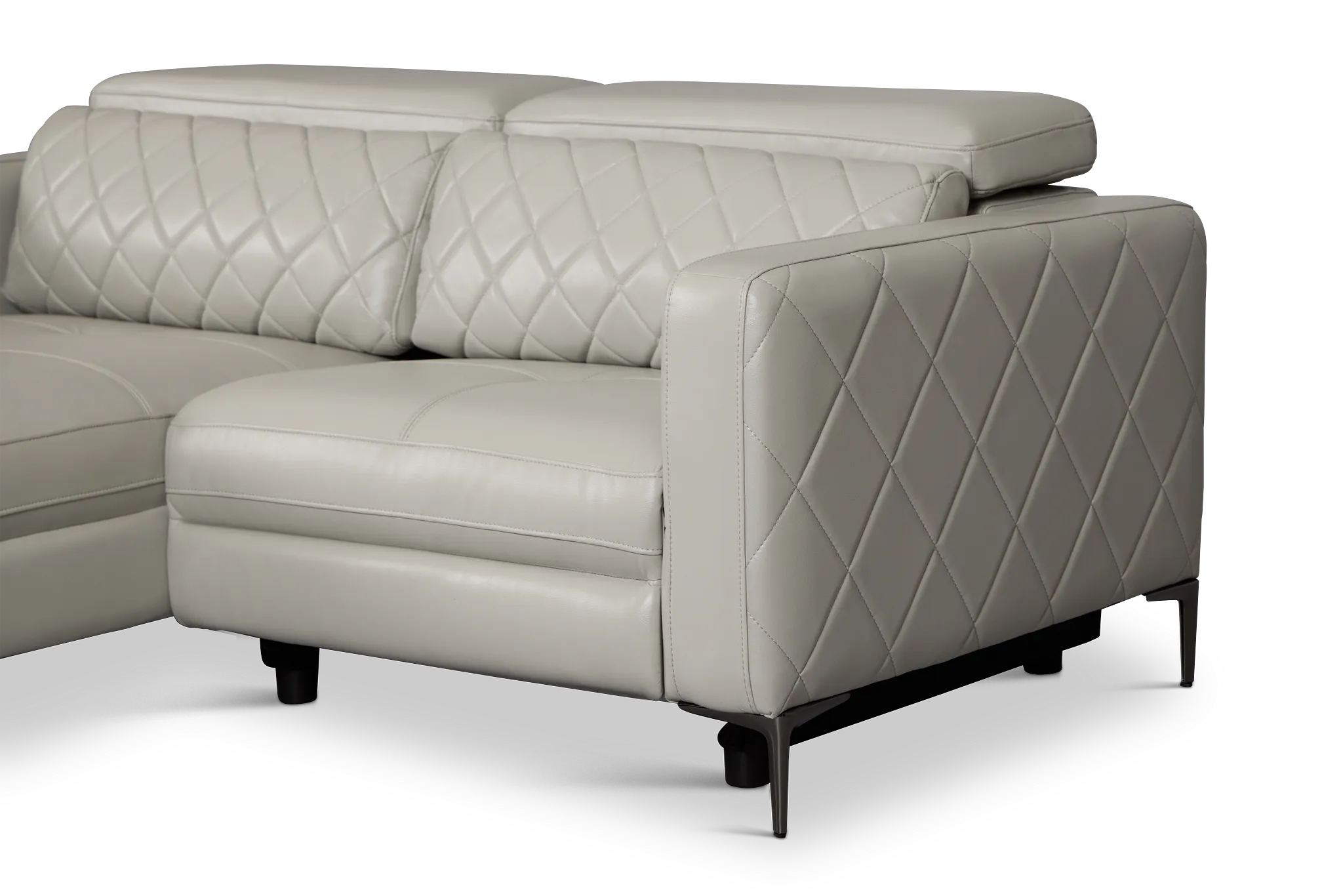 Ava Light Gray Micro Left Chaise Power Reclining Sectional