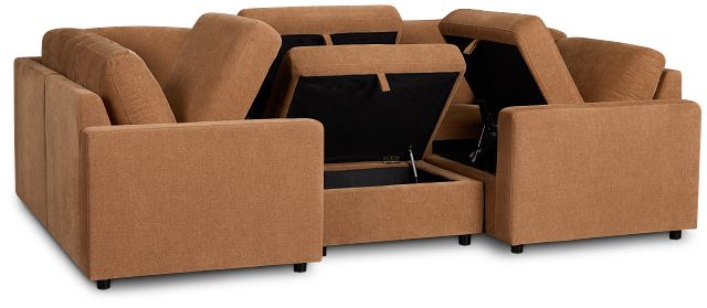 Addie Brown Fabric 6-piece Pit Storage Sectional