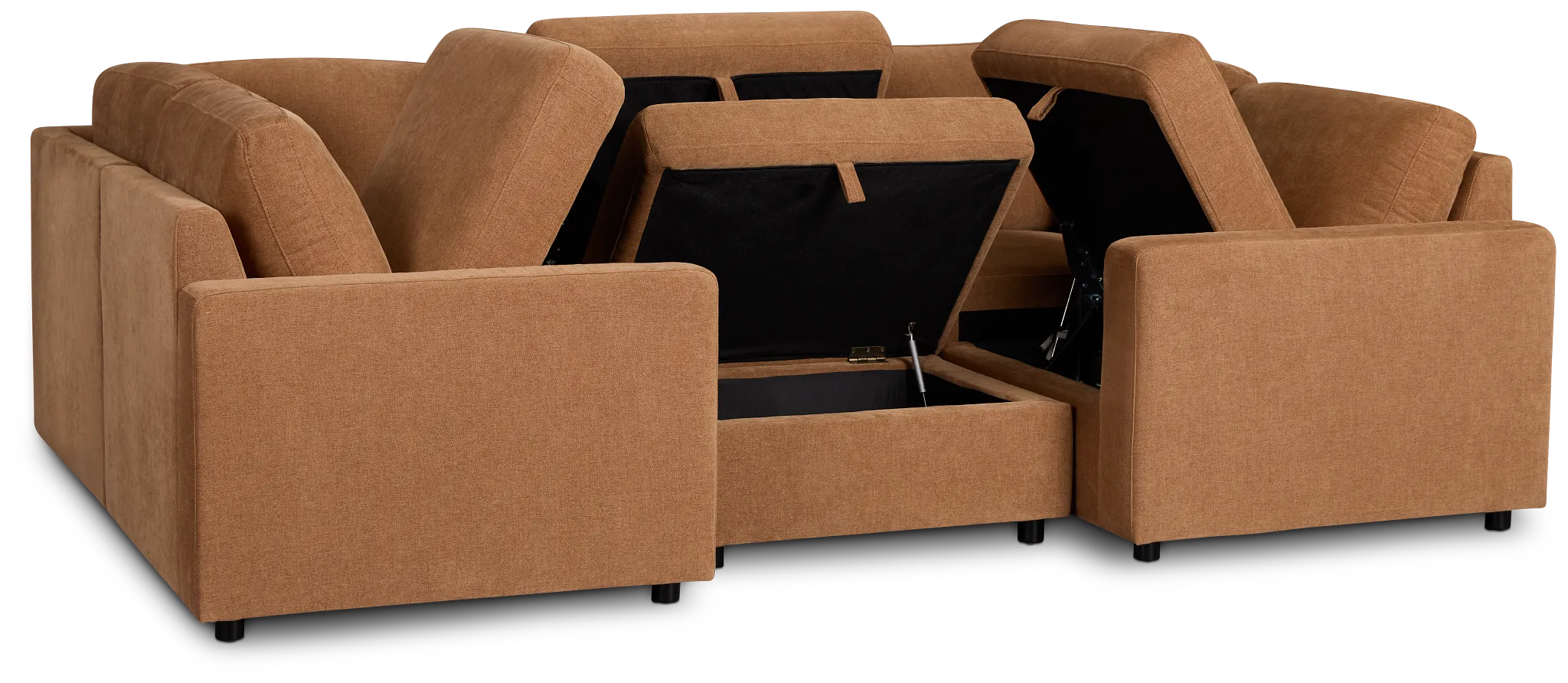 Addie Brown Fabric 6-piece Pit Storage Sectional