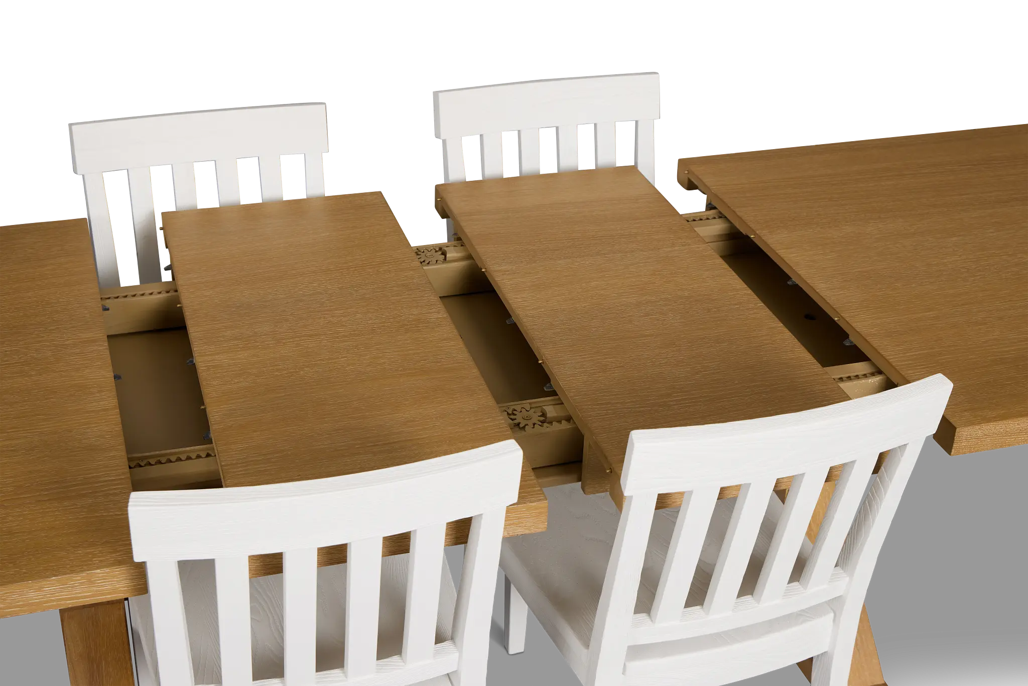 Nantucket Light Tone Rect Table & 4 White Wood Chairs Nantucket Light Tone Rect Table & 4 White Wood Chairs