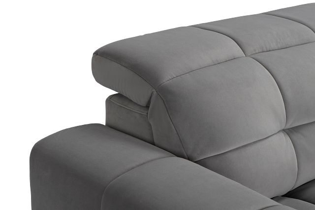Gemma Light Gray Velvet Left Chaise Power Reclining Sectional