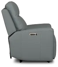 Sterling Blue Lthr/vinyl Power Recliner