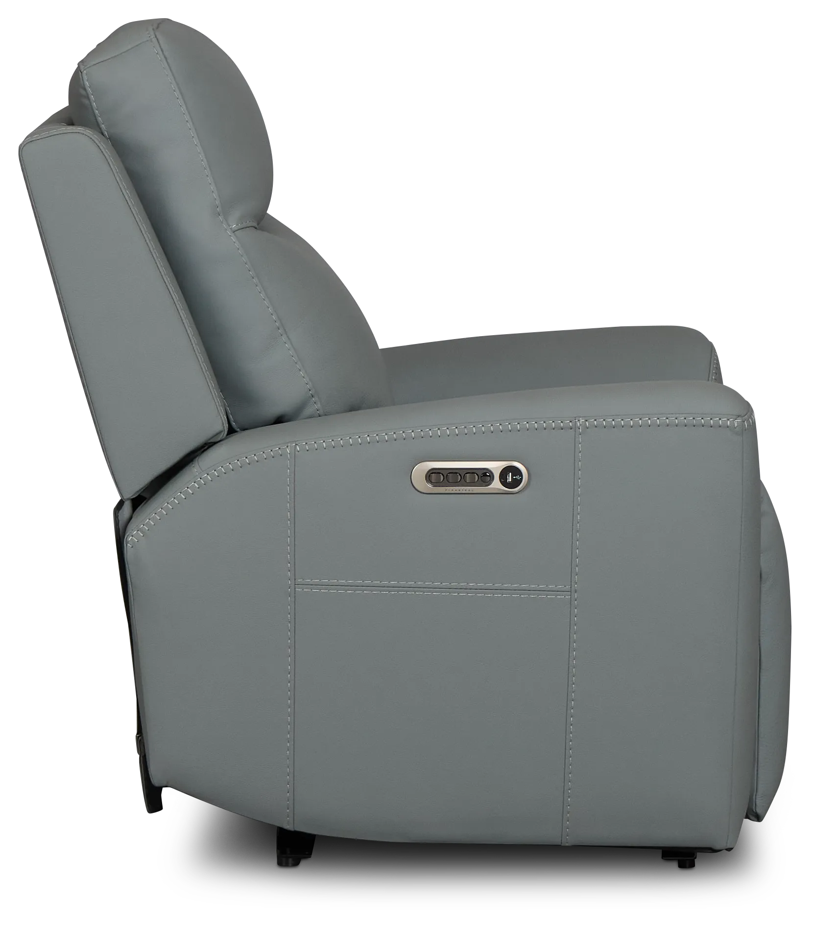 Sterling Blue Lthr/vinyl Power Recliner
