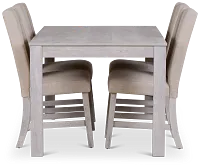 Delray White Rect Table & 4 Upholstered Chairs