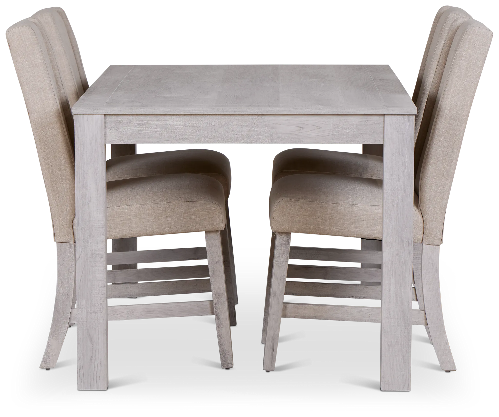 Delray White Rect Table & 4 Upholstered Chairs