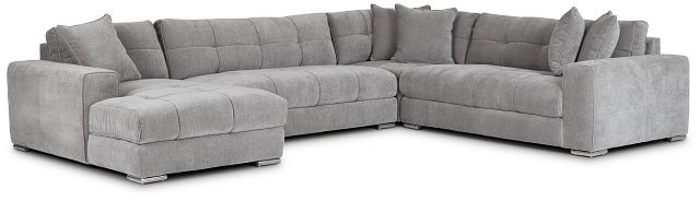 Brielle Light Gray Fabric Medium Left Chaise Sectional (1)