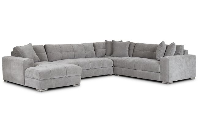 Brielle Light Gray Fabric Medium Left Chaise Sectional