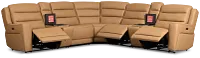 Wilder Brown Leather Large Tri Power Sectional with Refrigerated Console