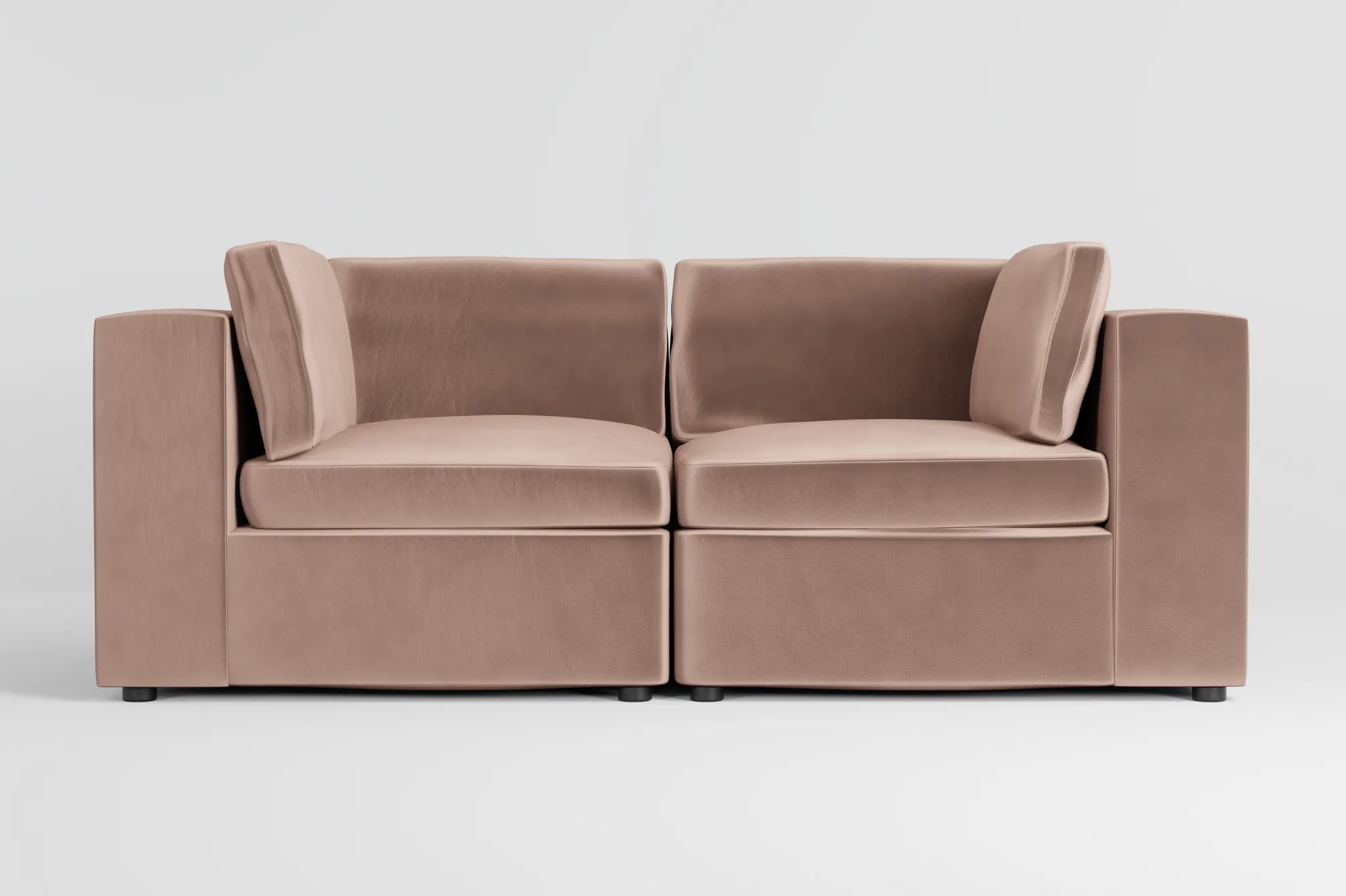 Destin Joya Light Pink Velvet 2-piece Modular Sofa