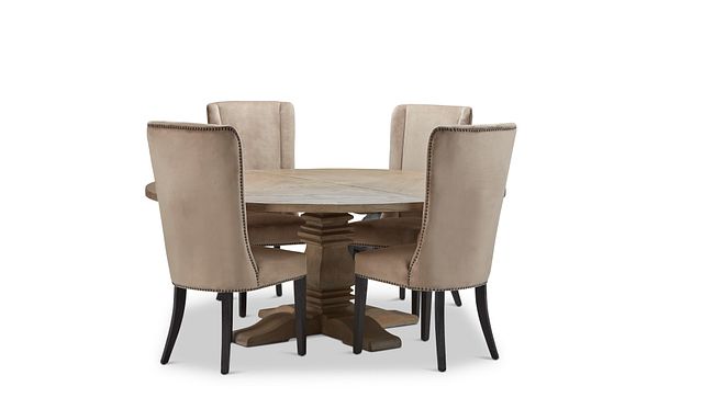 Hadlow Gray 72" Table & 4 Velvet Chairs (1)