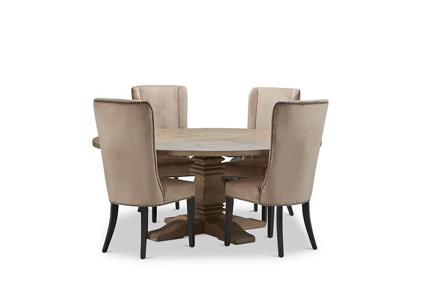 Hadlow Gray 72" Table & 4 Velvet Chairs