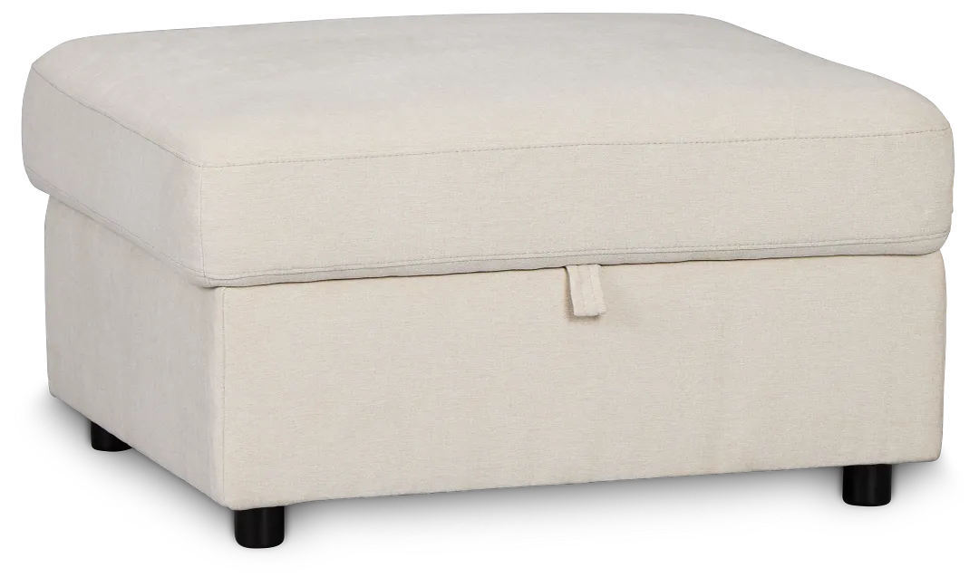 Addie Beige Fabric Storage Ottoman