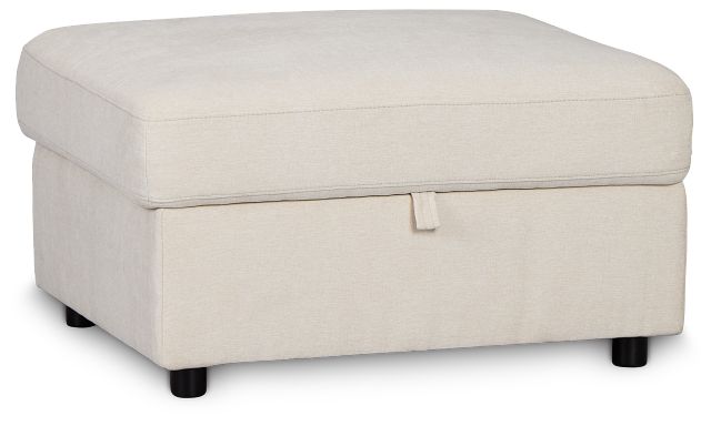 Addie Beige Fabric Storage Ottoman