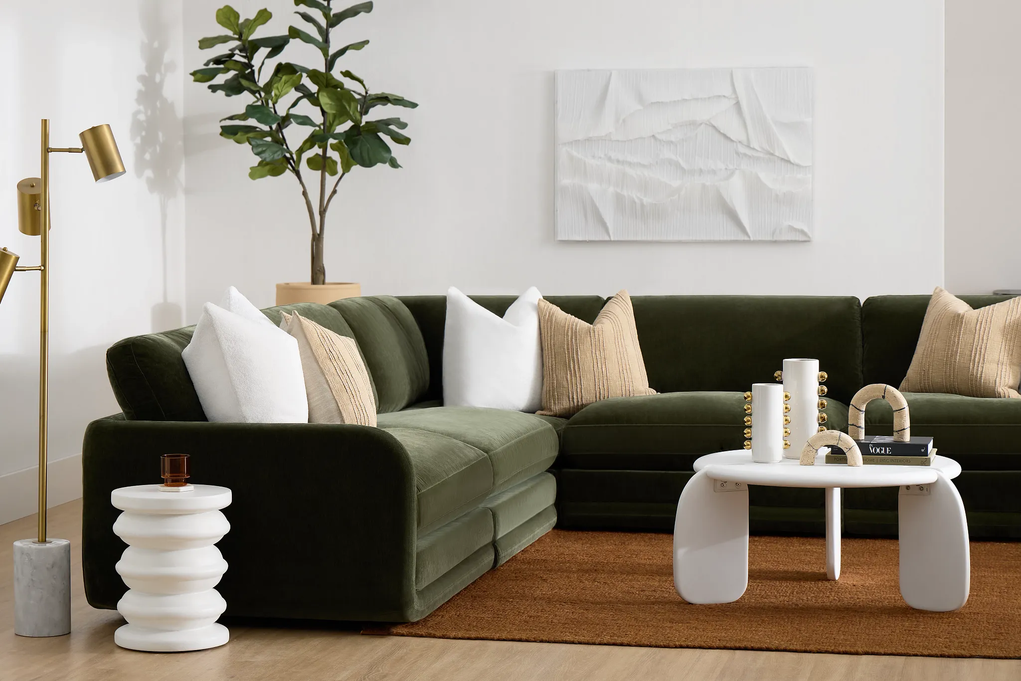 Jules Green Velvet 5-piece Modular Sectional