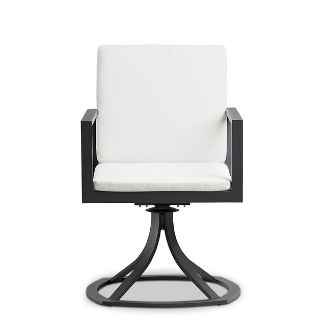Linear Dark Gray White Swivel Arm Chair