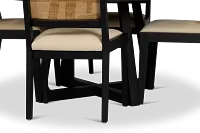 Pacific Black Round Table & 4 Upholstered Chairs