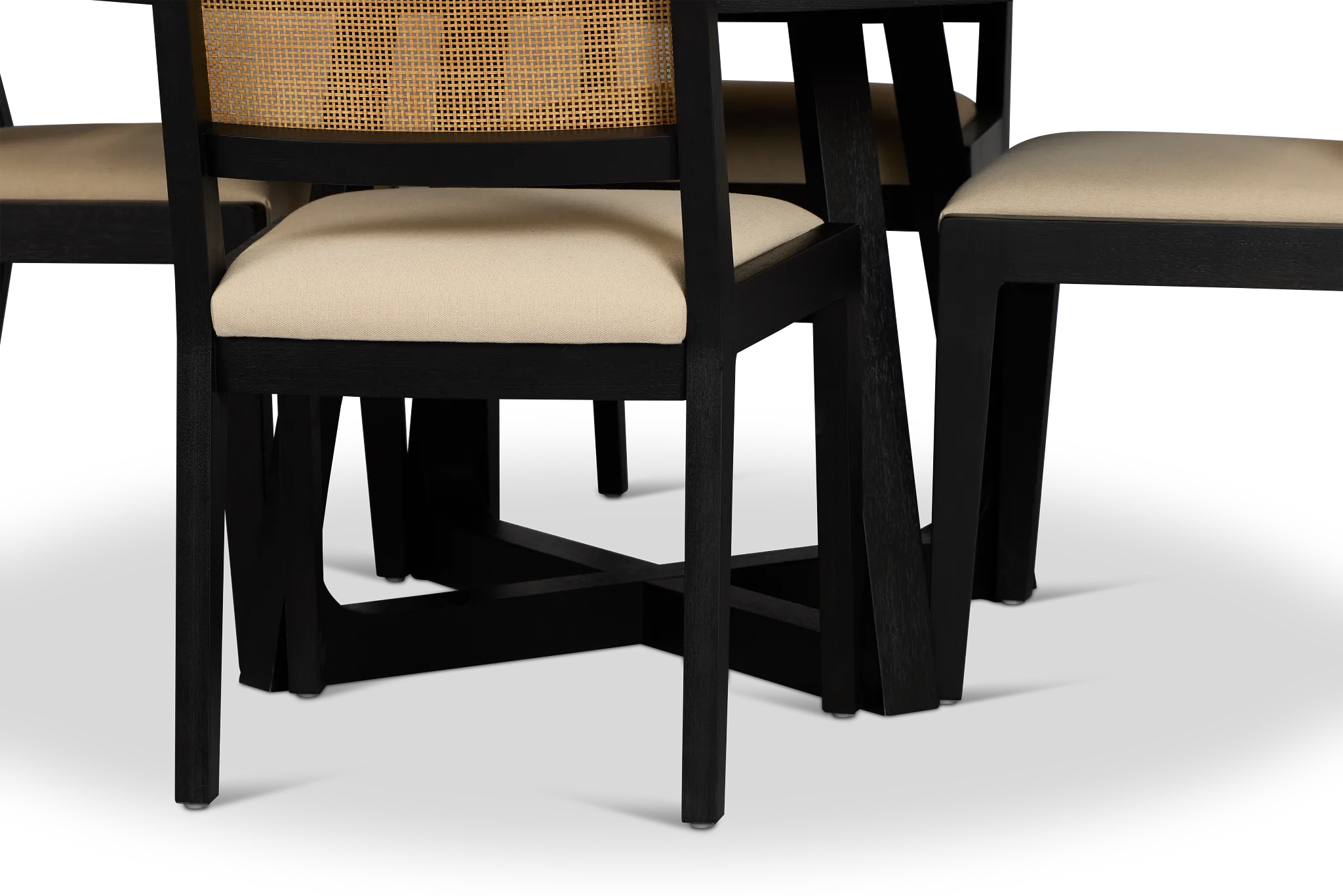 Pacific Black Round Table & 4 Upholstered Chairs