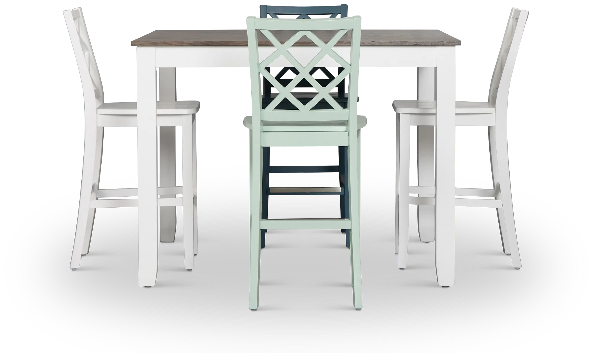 Edgartown Two-tone Square High Table & Mixed Barstools