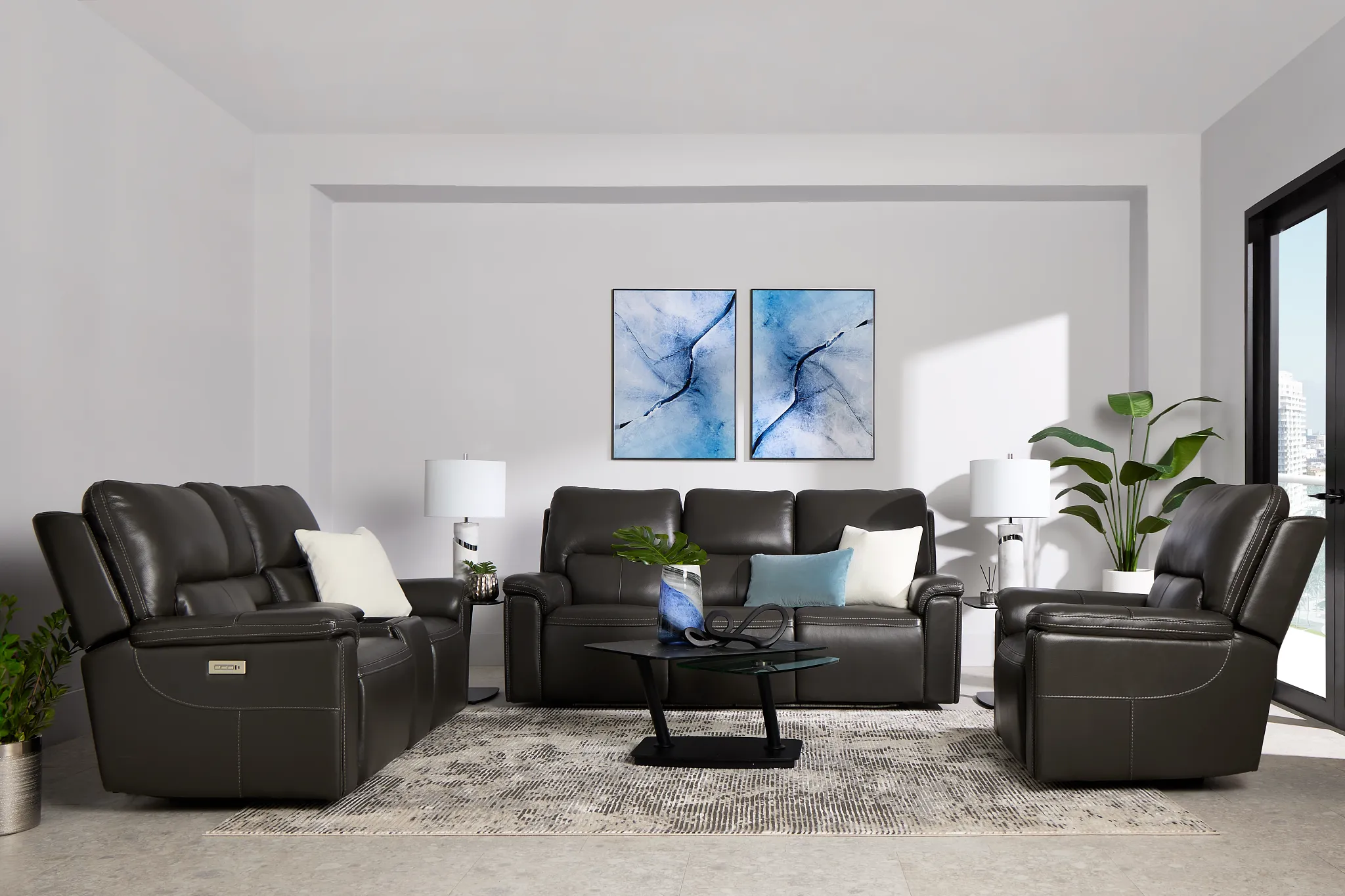 Fallon Dark Gray Lthr/vinyl Power Recliner