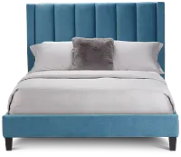 Audrey Blue Velvet Platform Bed