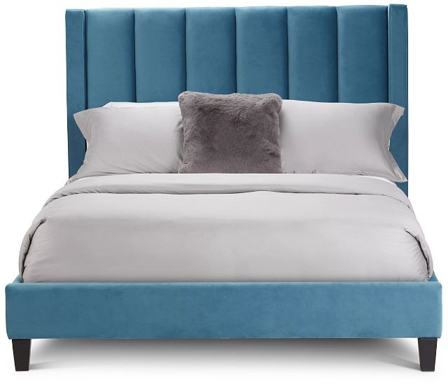 Audrey Blue Velvet Platform Bed