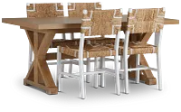 Nantucket Light Tone Trestle Table & 4 Woven Chairs