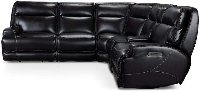 Casey Black Lthr/vinyl Medium Dual Power 2-arm Reclining Sectional
