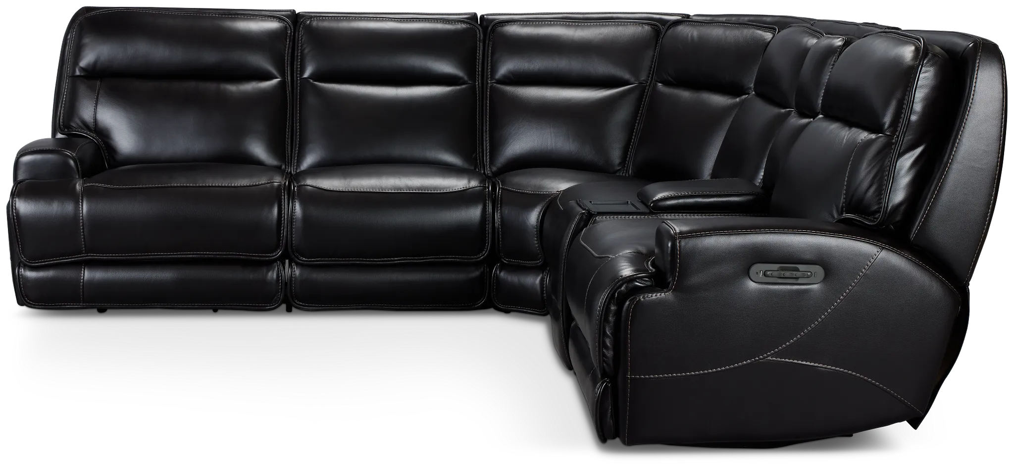 Casey Black Lthr/vinyl Medium Dual Power 2-arm Reclining Sectional