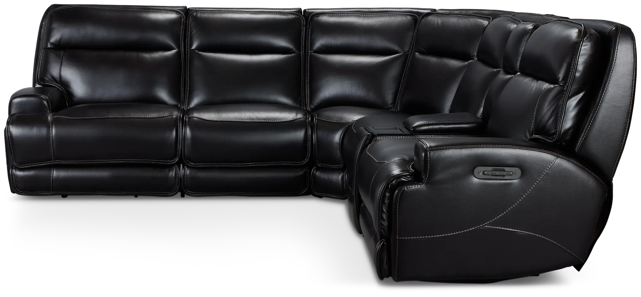 Casey Black Lthr/vinyl Medium Dual Power 2-arm Reclining Sectional Casey Black Lthr/vinyl Medium Dual Power 2-arm Reclining Sectional