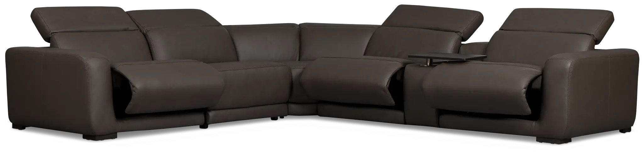 Kieran Dark Brown Lthr/vinyl Medium Triple Power 2-arm Sectional
