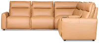 Edison Medium Brown Leather/Vinyl Medium Triple Power 2-arm Sectional