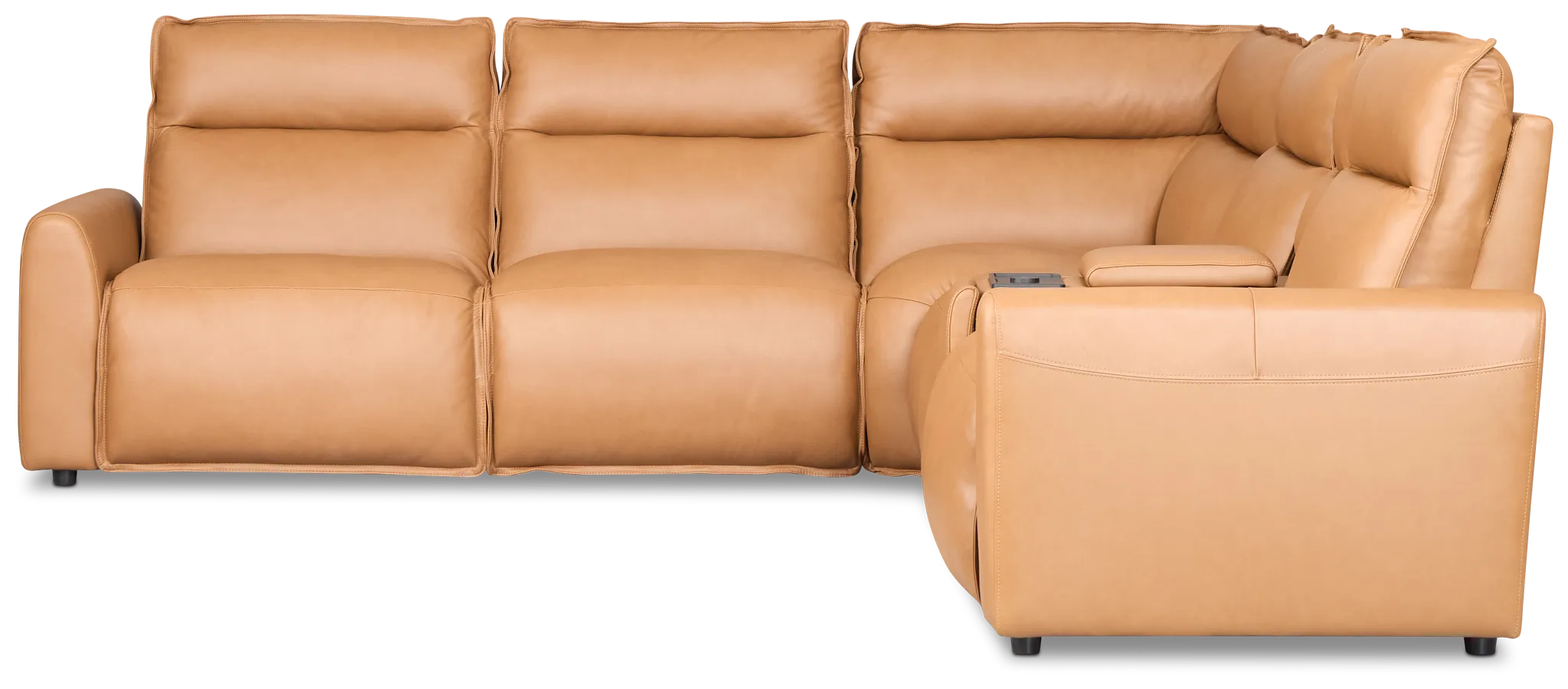 Edison Medium Brown Leather/Vinyl Medium Triple Power 2-arm Sectional