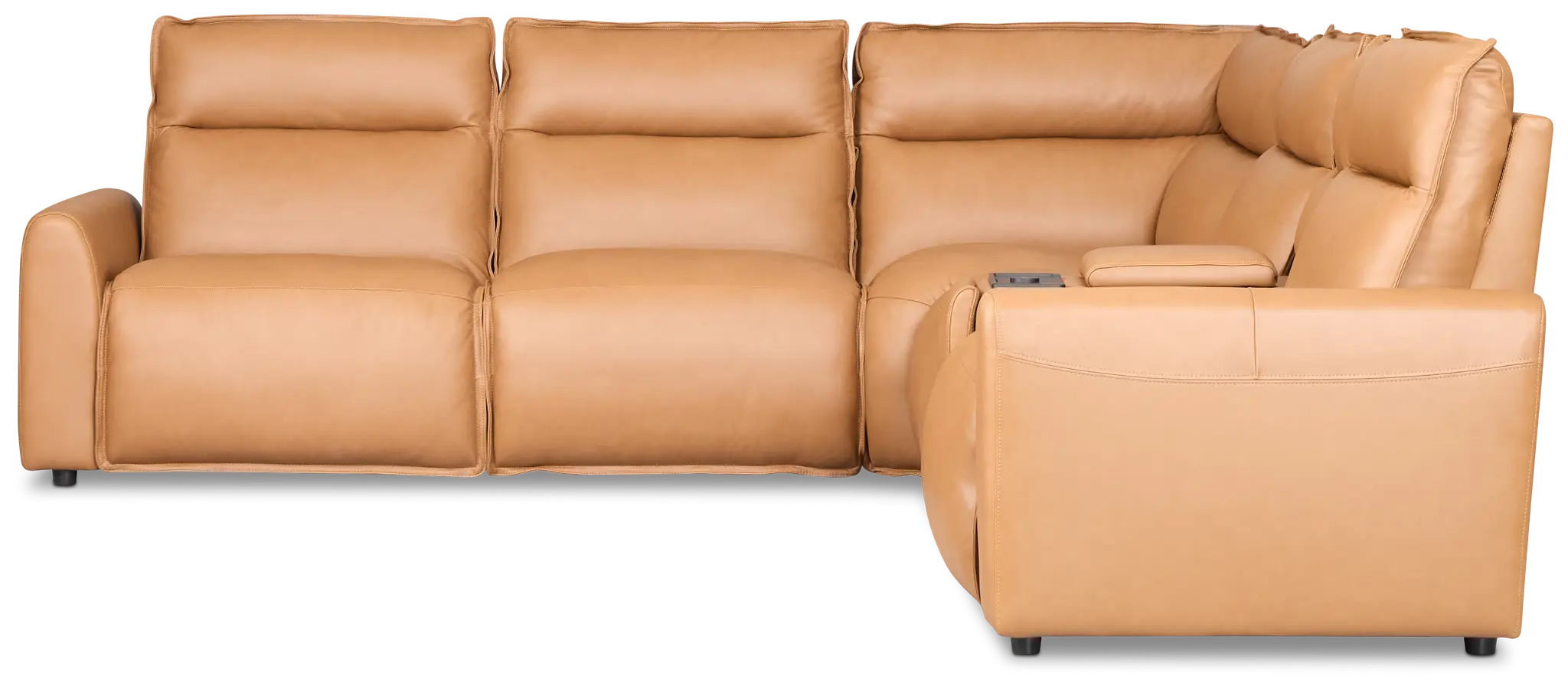 Edison Medium Brown Leather/Vinyl Medium Triple Power 2-arm Sectional Edison Medium Brown Leather/Vinyl Medium Triple Power 2-arm Sectional